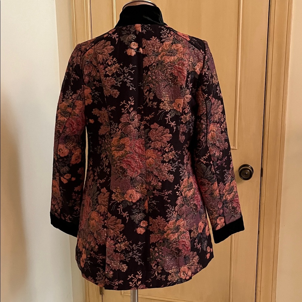 SOFT SURROUNDINGS NWOT "Westbury" Dark Romance Floral Jacquard Metallic Jacket S - Picture 2 of 16